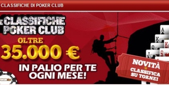Nuove classifiche su Poker Club: in premio 35.000 euro.