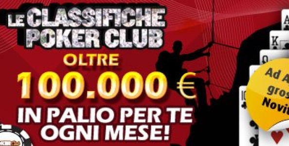 Nuove classifiche Pokerclub per i buy in superiori