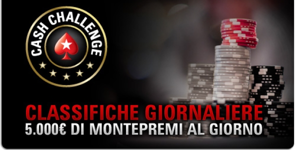 Cash Challenge: su PokerStars in palio 5.000€ al giorno!