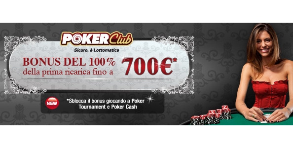 Poker Club: 100% di bonus sul primo versamento
