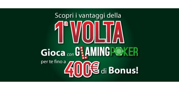 AFFRETTATI: 400€ di bonus per i nuovi iscritti su Glaming Poker!