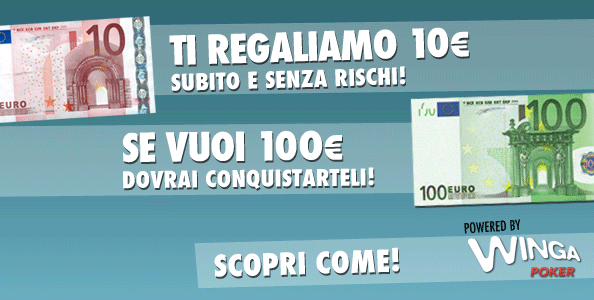 Almeno 10 euro gratis su Winga… e se sei bravo ne vinci 100!