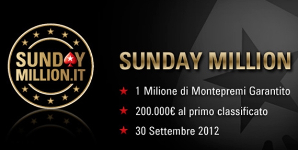 Il 30 settembre torna il Sunday Million!