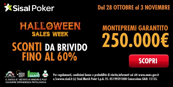 Festeggia Halloween con Sisal: buy-in scontati per 250 mila euro di montepremi!