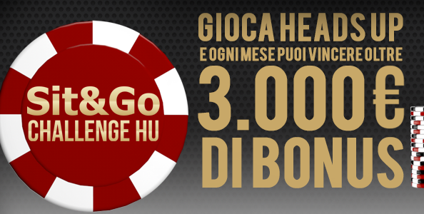 Poker Club: dal 3 al 28 febbraio partecipa alla ‘Sit&Go Challenge HU’ e vinci oltre 3.000€ in bonus poker!