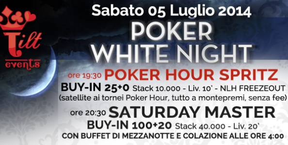 Arriva la Poker White Night di Tilt Events: un sabato sera che unisce il poker con il buon cibo e la buona musica!