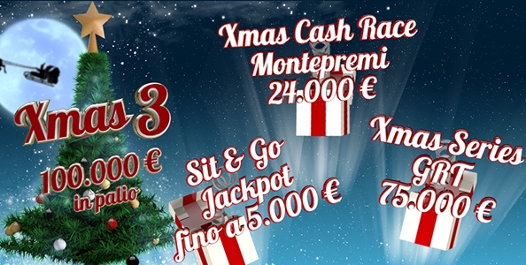 Che Natale su Poker Club: con Xmas 3 più di 100.000€ garantiti tra tornei, cash e sit’n’go!