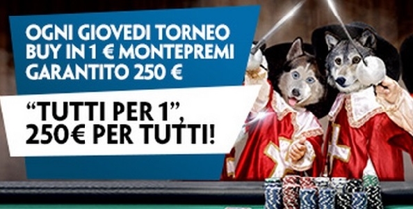 ‘Tutti per 1’ su Paddy Power: ogni giovedì mtt low buy-in con struttura High-Stakes e 250€ in palio!