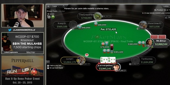 Twitch time: la diretta streaming di Jason Somerville al final table di un evento WCOOP!
