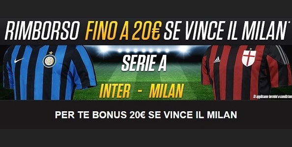 Scommetti sul derby di San Siro con NetBet Sport: per te un bonus fino a 20€ se vince il Milan!