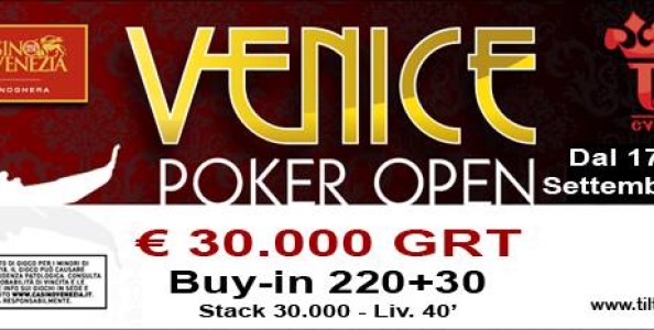 Venice Poker Open XVII! 250€ di buy-in e 30.000€ garantiti a Ca’ Noghera!