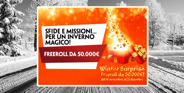 Sorpresa d’inverno su Paddy Power: gioca il Freeroll da 50.000€ garantiti!