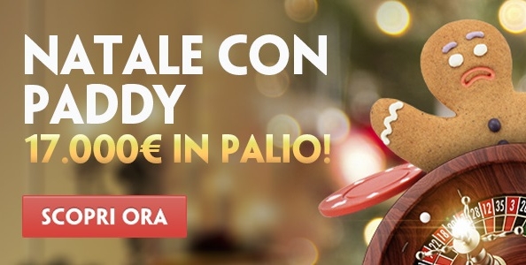 Natale con Paddy Power: fino al 23 dicembre in palio un montepremi di 17.000€ con i giochi di casino!