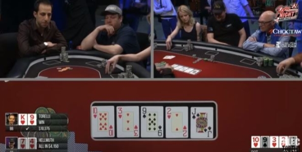 Torelli vs Hellmuth: flush over flush al Poker Night America!