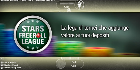 Deposita e vinci con la Stars Freeroll League di PokerStars: ogni mese migliaia di euro in palio!