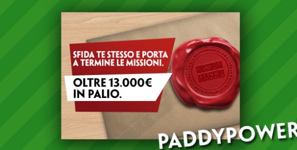 Missioni di maggio su Paddy Power: in palio oltre 13.000€ in token e bonus cash!