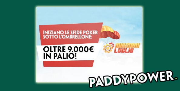Missioni di luglio su Paddy Power: in palio oltre 9.000€ in token e bonus cash!