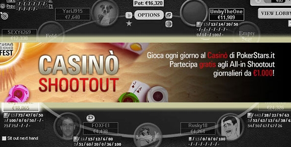 “Casinò Shootout”: 1000€ al giorno in palio con il Casinò di PokerStars.it!