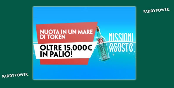Missioni di agosto su Paddy Power: in palio oltre 15.000€ in token!