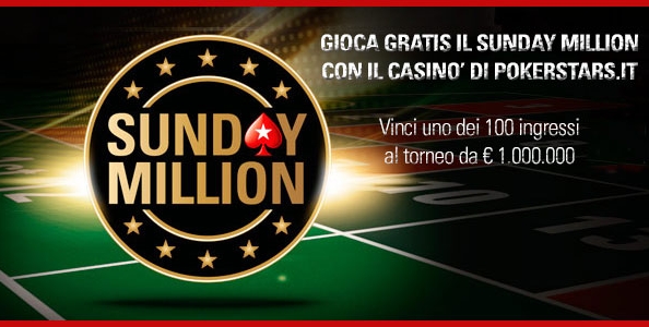 Gioca gratis il Sunday Million: 100 ticket in palio al Casinò di PokerStars.it!