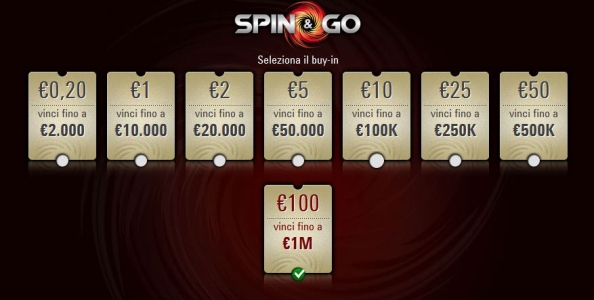 Spin&Go ‘level up’: disponibili i 100€ di buy-in con montepremi massimo da 1.200.000€!