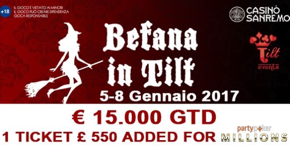 BEFANA IN TILT! Al casinò di Sanremo 15.000€ garantiti a soli 120€ di buy-in