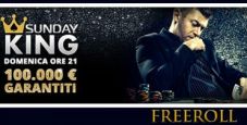 Gioca GRATIS il Sunday King 100.000€ grt coi freeroll PokerYes!