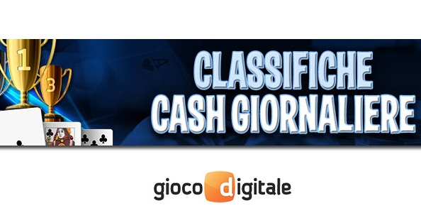 Classifiche giornaliere cash game su Gioco Digitale: 600€ in palio ogni 24 ore!