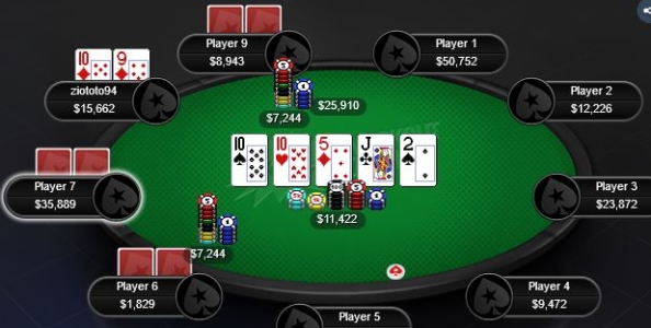 Punti di vista MTT – Trips di dieci in 4-way su bet-call river