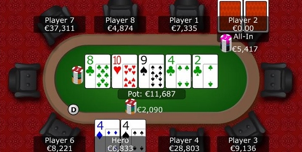 Punti di vista MTT – Set di Quattro su board connesso e check/push river di OR: bet/call per odds o bet/fold?