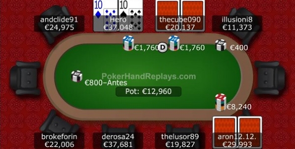Punti di vista mtt: Coppia di Dieci su squeeze lungo di big stack 8 left al Win The Button