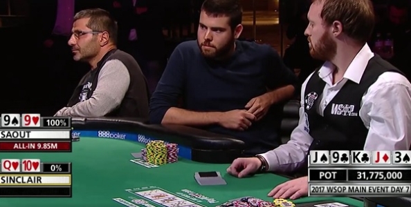 WSOP – Che fold per Jack Sinclair! Floppa scala ma legge il full di Saout a 14 left nel Main Event