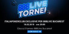 Vola a Bucarest e gioca l’888Live con 1€: pacchetto da 1.500€ in palio nel torneo “ItaliaPokerClub Exclusive”!