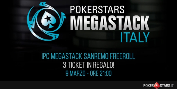 Vuoi giocare GRATIS il PokerStars Megastack Sanremo? Partecipa al nostro Freeroll esclusivo: tre ticket in palio!