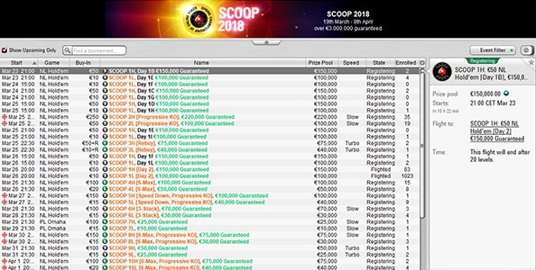 Tre schedule per lo SCOOP di PokerStars