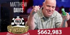 WSOP – Matthew Davis trionfa nel Seniors dei record! Mizrachi comanda ancora nel PPC