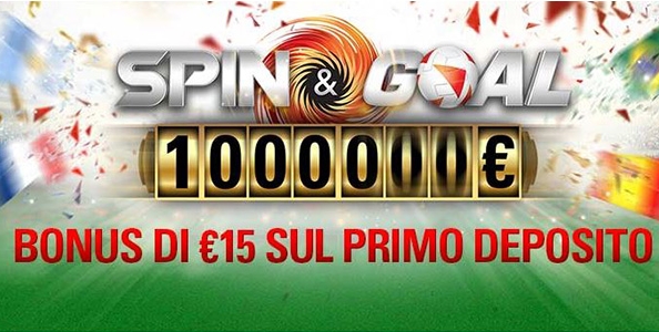 15€ bonus sul primo deposito a soldi veri con “Spin&Goal” di PokerStars!