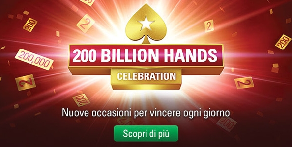 PokerStars è pronta per festeggiare 200 miliardi di mani! Ecco tutte le ricompense per i giocatori