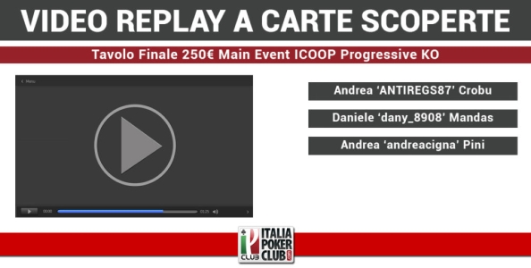 Video-replay a carte scoperte: il Tavolo Finale del Main Event ICOOP vinto da Andrea Crobu!