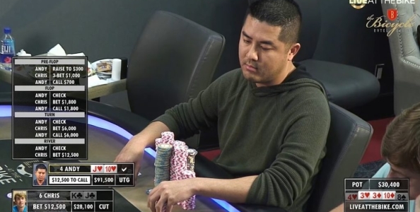 Bluff contro bluff al Bike? Chris esagera con le puntate, Andy sorprende tutti al river
