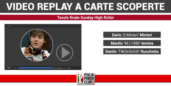 Video replay a carte scoperte: la vittoria di Dario Minieri al Sunday High Roller