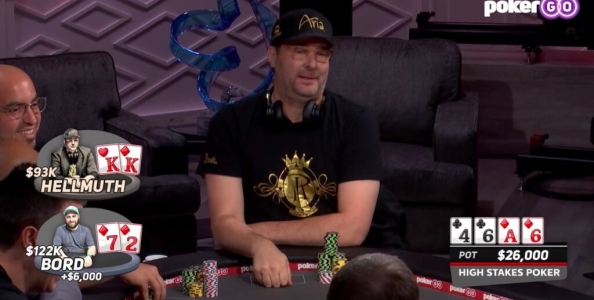High Stakes Poker: Phil Hellmuth folda coppia di Re, James Bord gli mostra il bluff con 7-2s!