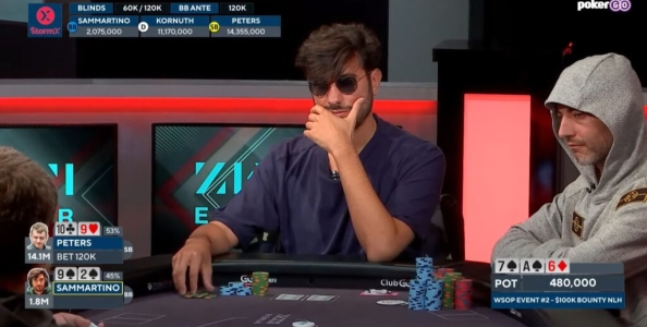 Video replay a carte scoperte: il tavolo finale del 100K bounty WSOP con Dario Sammartino terzo