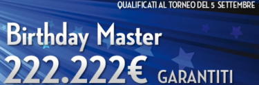 BirthDay Master 222K, festeggia il primo compleanno di BetPro