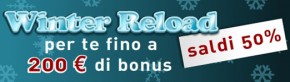 Winter Reload: bonus fino a 200 euro su Sisal Poker