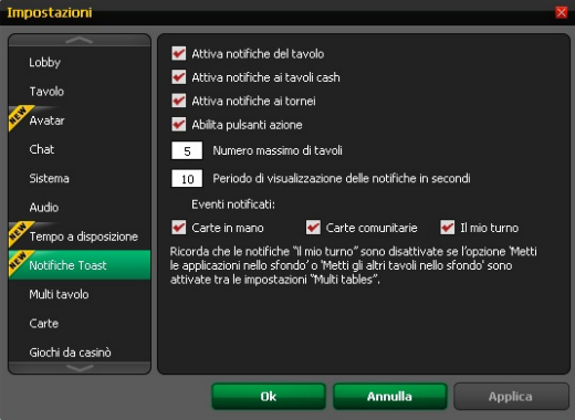 notifiche toast config