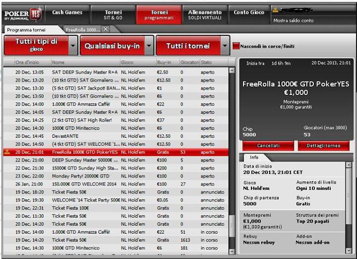 freeroll pokeryes