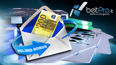 Bonus reload del 20% fino a 200€ su BetPro!