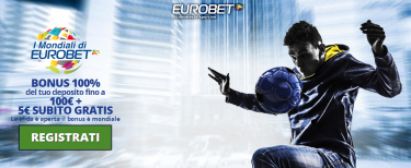 Se ti iscrivi a Eurobet ricevi 5€ bonus senza deposito per scommettere!