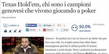 La scuola ligure finisce sul ‘Secolo XIX’: “Il poker è un gioco di abilità mentale al pari di bridge e scacchi”
